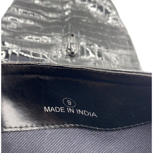 Urban Outfitters Isabel Tall Boot Croco Faux Leather Black US 9 Part Zip Up NWOB - Picture 3 of 13